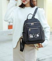 Black Bloom Flower Backpack