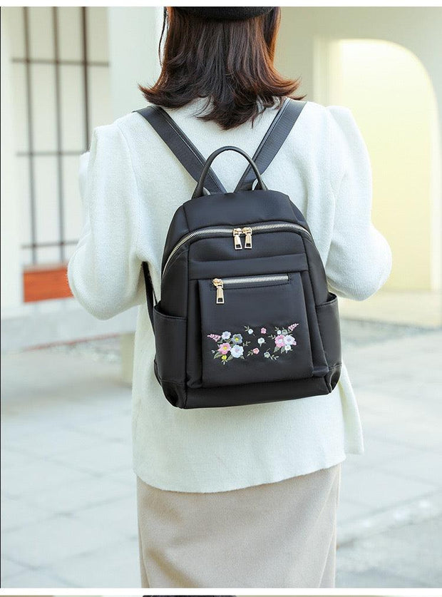 Black Bloom Flower Backpack