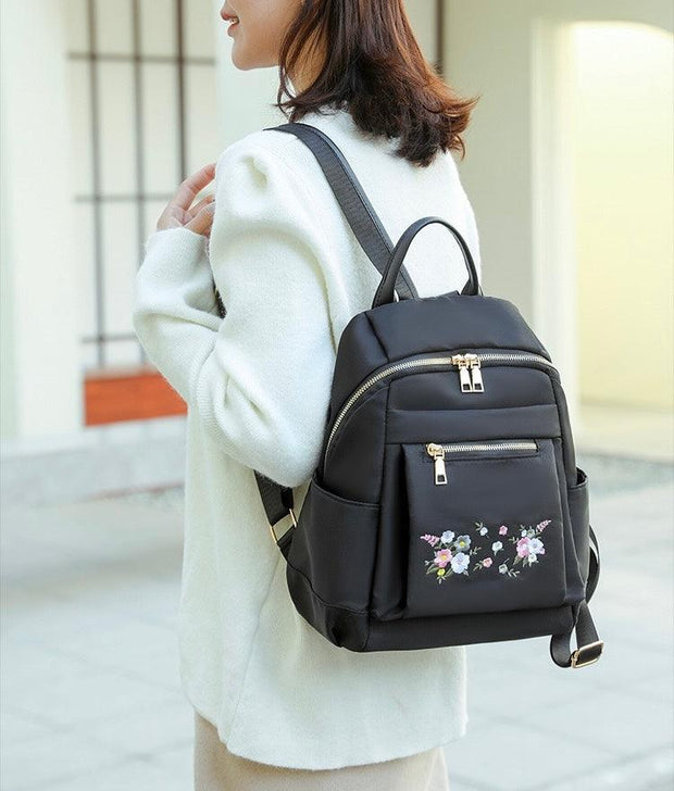 Black Bloom Flower Backpack