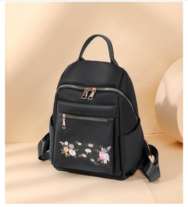 Black Bloom Flower Backpack