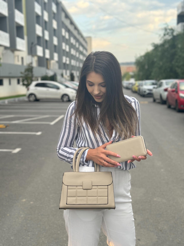 Set Zora - béžový taška a peněženka