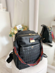 Rucsac negru bretea colorata Iris - TIARA CONCEPT STORE